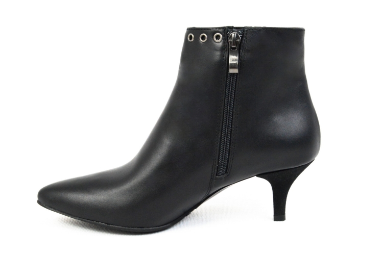 Czarne botki z oczkami ostry nosek obcas szpilka skóra