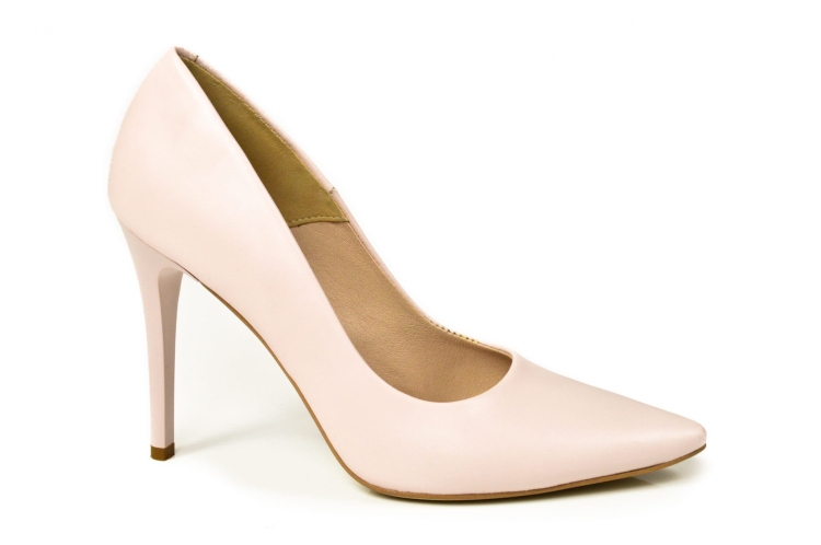 Pudrowe czółenka  damskie ze skóry licowej na szpilce.jpg