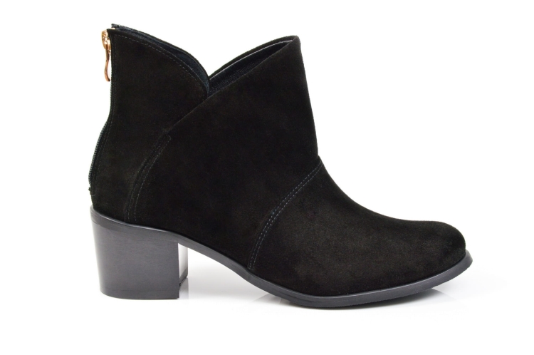 Czarne skórzane botki niski obcas