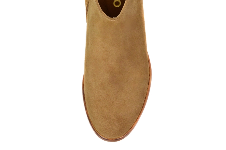 Rude botki na niskim obcasie ze skóry