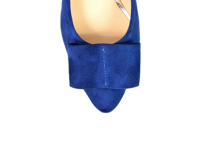 Granatowe czółenka w szpic na niski obcas