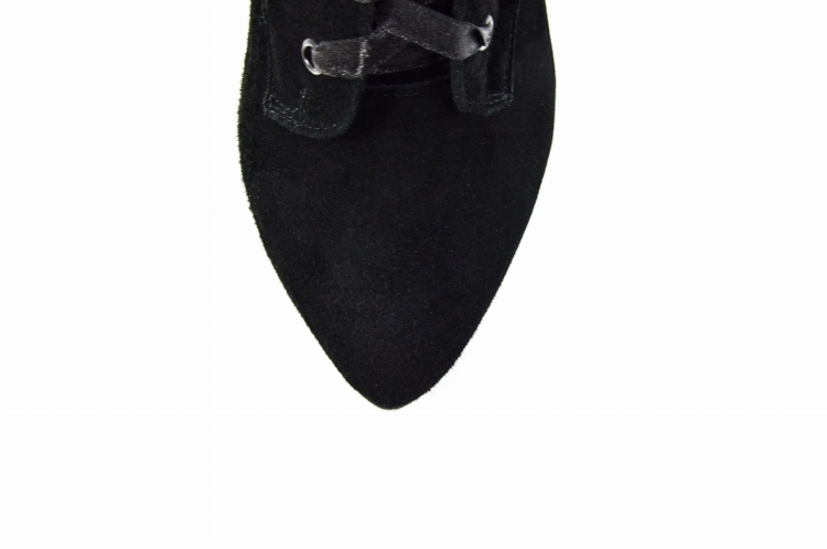 Czarne zamszowe botki skóra naturalna obcas słupek