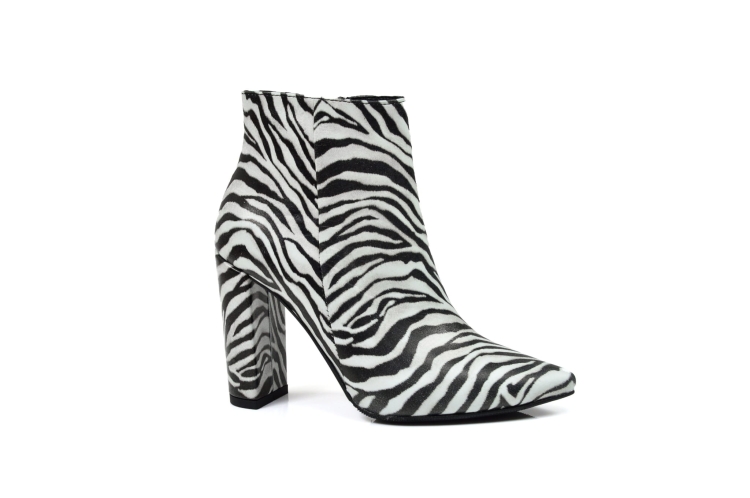 Zebrowe botki na obcasie słupku skóra naturalna