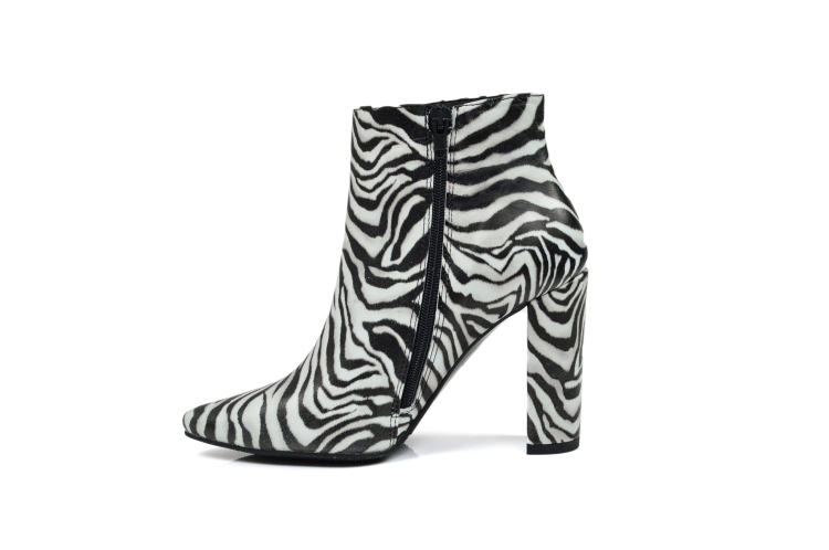 Zebrowe botki na obcasie słupku skóra naturalna