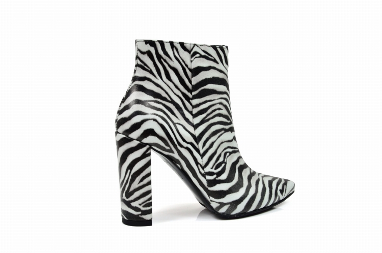 Zebrowe botki na obcasie słupku skóra naturalna