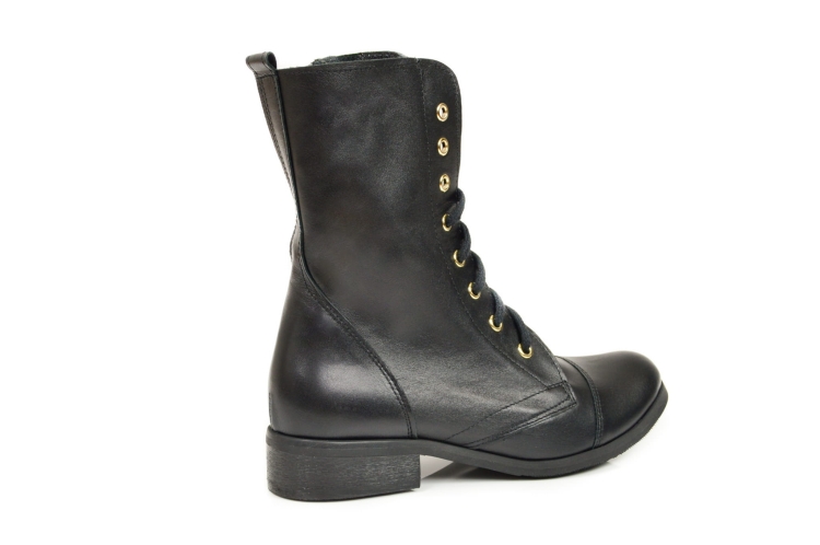 Czarne botki workery damskie ze złotymi oczkami sznurowane