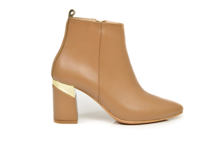 Koniakowe botki licowe na niskim obcasie