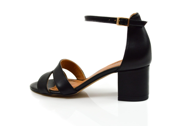 Czarne sandałki skóra licowa niski obcas klocek MargoShoes