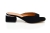 Czarne zamszowe klapki niski obcas kwadratowy czubek