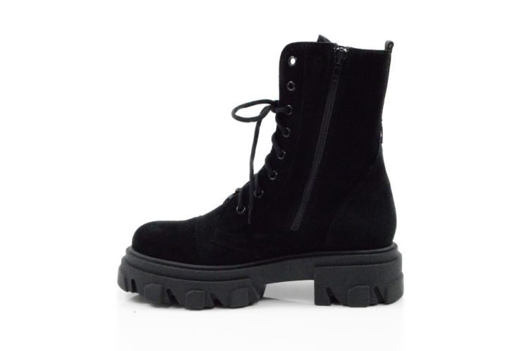 Czarne welurowe botki workery trapery damskie gruba wysoka podeszwa skóra