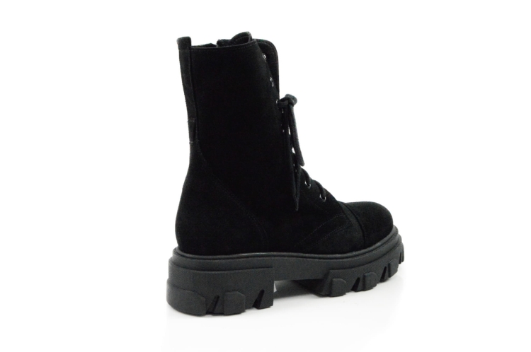 Czarne welurowe botki workery trapery damskie gruba wysoka podeszwa skóra
