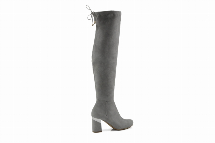 Szare kozaki za kolano rozciągliwe strecz obcas słupek