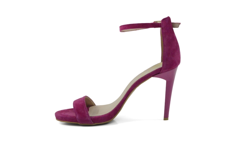 Amarantowe fuksja sandałki na szpilce platforma skóra zamsz