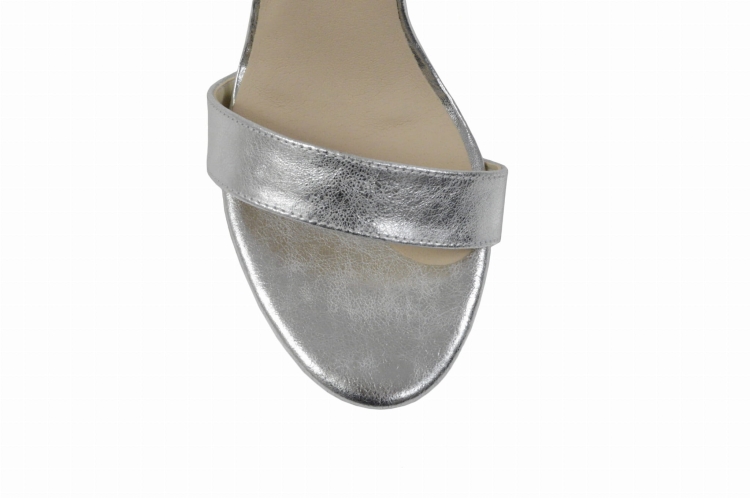 Srebrne sandałki na szpilce delikatna platforma wysoki obcas 10 cm szpilki skóra naturalna