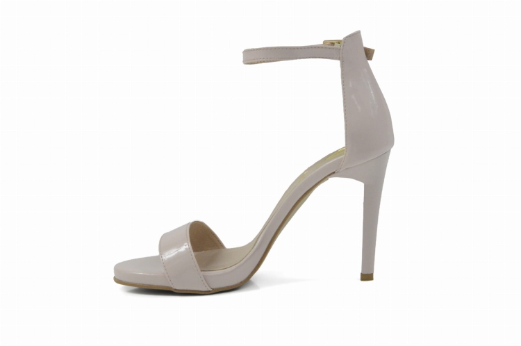 Pudrowe lakierowane sandałki szpilki na obcasie 10 cm podwyższenie platforma skóra