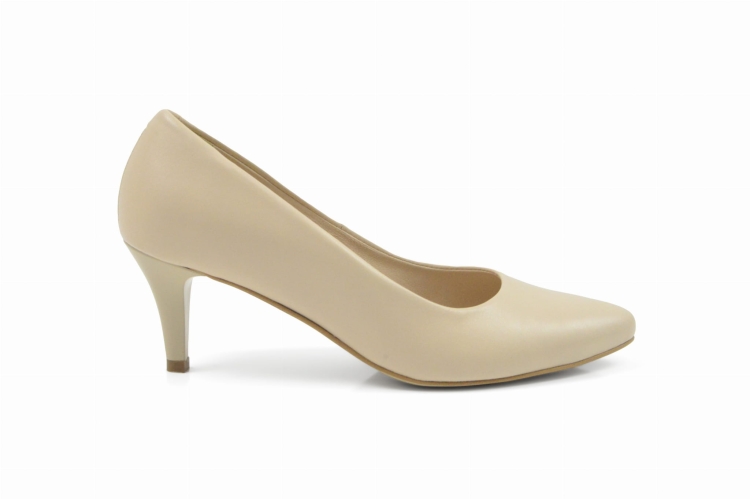 Jasne beżowe czółenka w szpic obcas niska szpilka