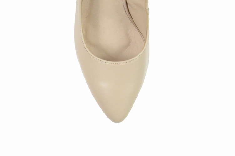 Beżowe licowe czółenka odkryta pięta bez pięty niski obcas klocek