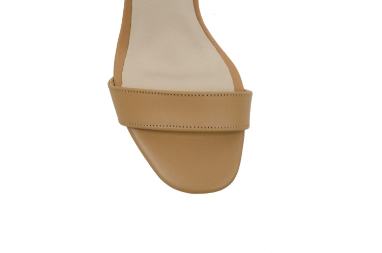 Brązowe koniakowe sandałki obcas słupek zapinane klamerką