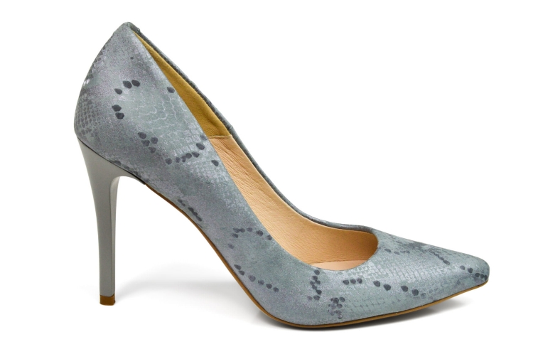 Szare grafitowe czółenka szpilki w szpic skórzane