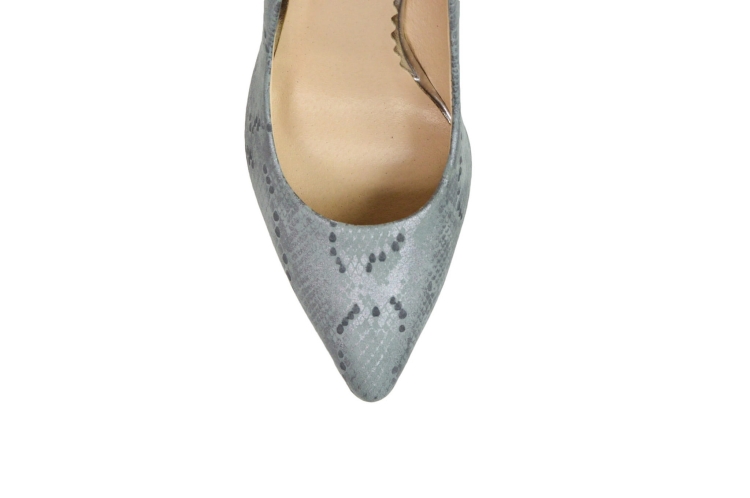 Szare grafitowe czółenka szpilki w szpic skórzane