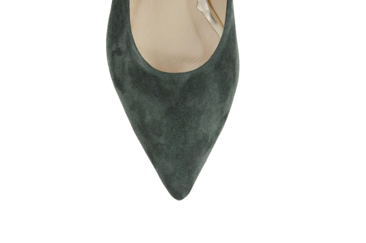 Zielona butelka baleriny w szpic na płaskim skóra zamszowa
