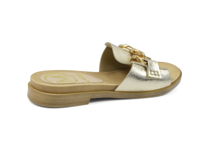 Złote klapki damskie złoty łańcuch ozdobny płaska podeszwa