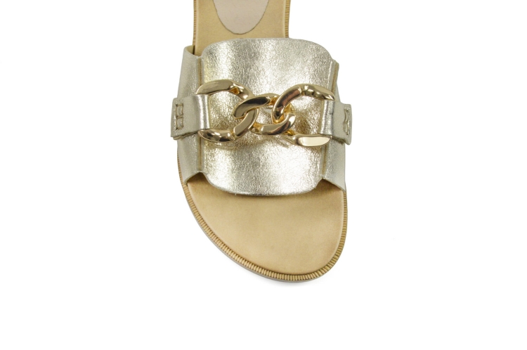 Złote klapki damskie złoty łańcuch ozdobny płaska podeszwa
