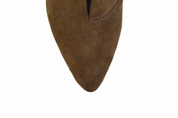 Brązowe botki skórzane welurowe obcas szpilka