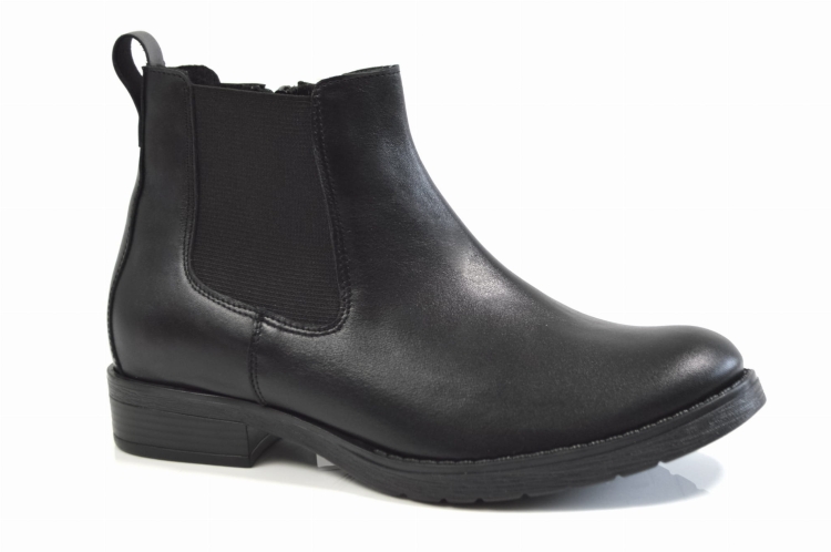 Czarne botki skórzane licowe niski obcas