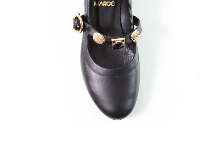 Czarne licowe baleriny z paskiem  złote ozdoby nosek.jpg