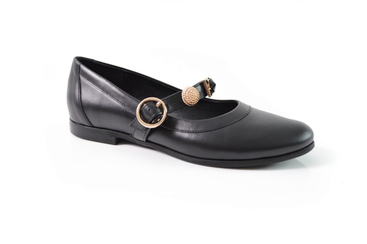 Czarne licowe baleriny z paskiem  złote ozdoby.jpg