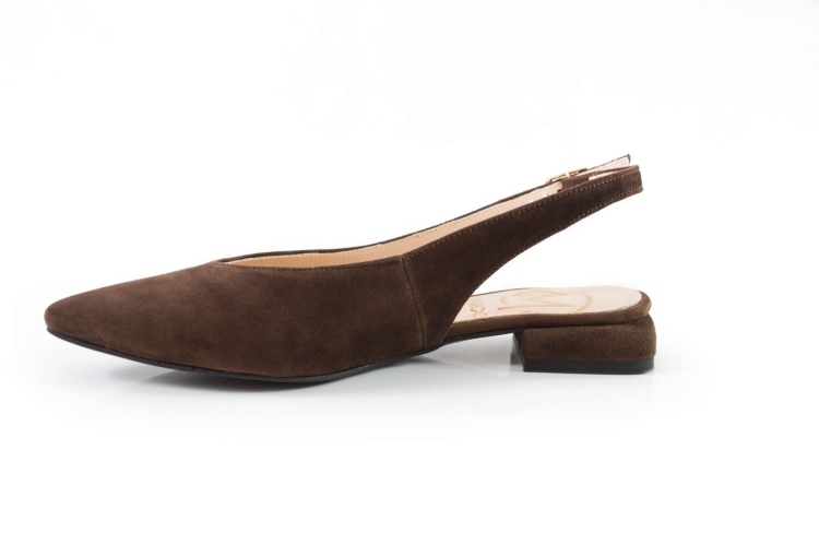 Czekoladowe czółenka na płaskim obcasie bez pięty bok 2.jpg