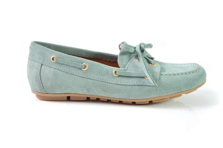 Miętowe zamszowe mokasyny wygodne płaskie miękkie bok.jpg