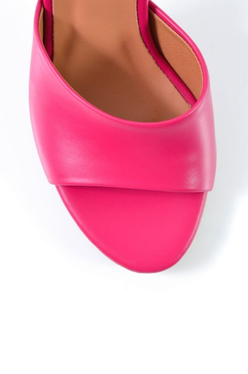 Amarantwoe skórzane licowe klapki na szpilce 8 cm okrągły czubek nosek.jpg