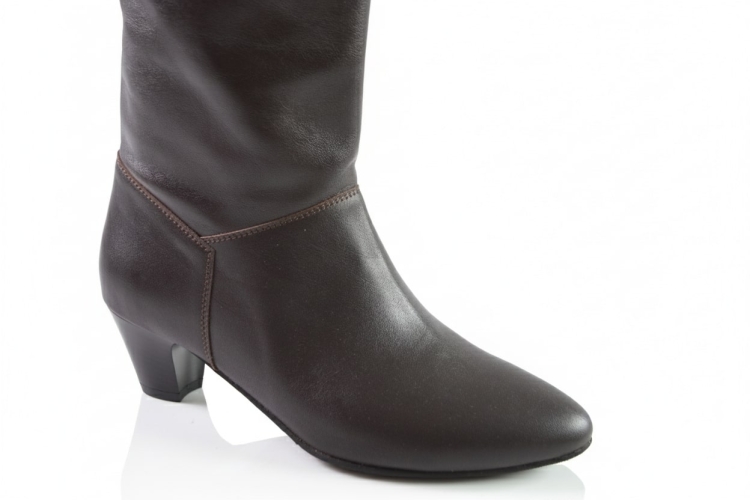 Czekoladowe Kozaki Wysokie Oficerki Naturalna Skóra Licowa MargoShoes (3).jpg