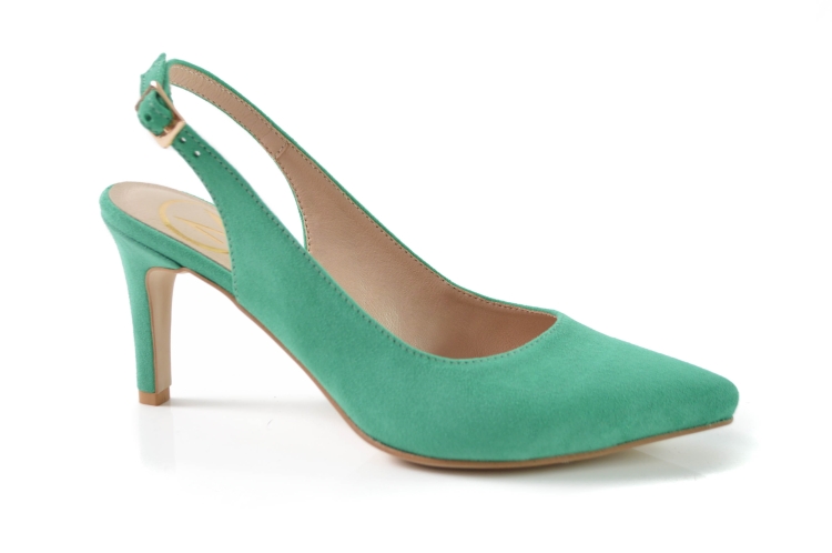 Szmaragdowe skórzane czółenka bez pięty na szpilce