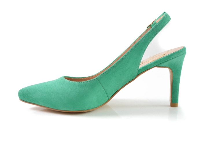 Szmaragdowe skórzane czółenka bez pięty na szpilce