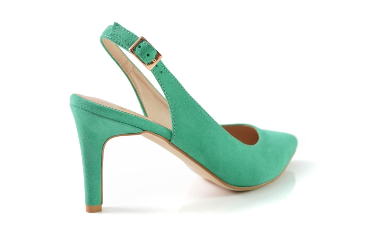 Szmaragdowe skórzane czółenka bez pięty na szpilce