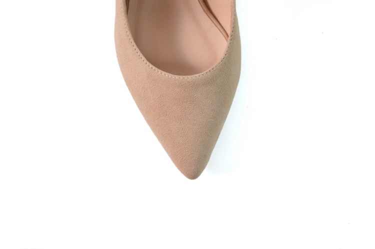Beżowe czółenka bez pięty na szpilce zamsz