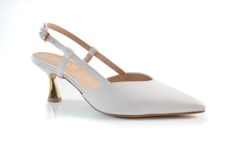 Jasne beżowe czółenka z odkrytą piętą niska szpilka