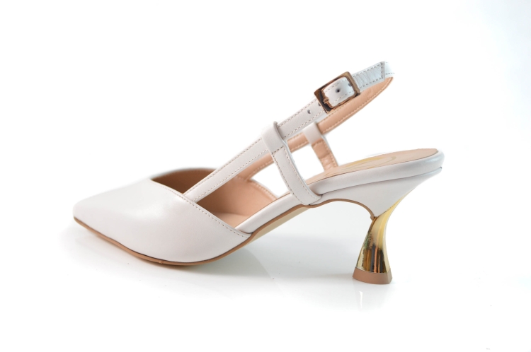 Jasne beżowe czółenka z odkrytą piętą niska szpilka