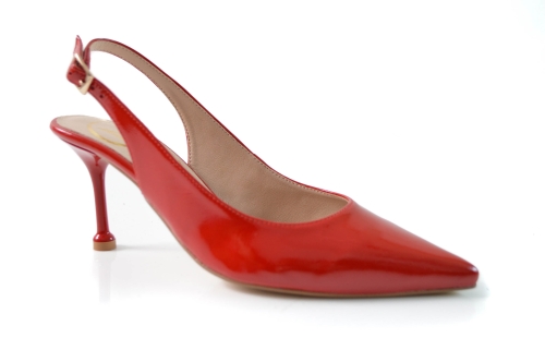 Czerwone lakierowane czółenka bez pięty obcas szpilka