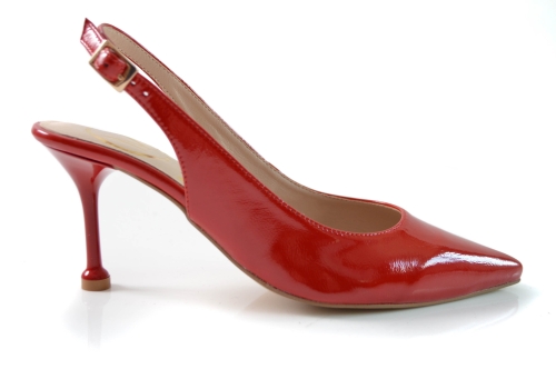 Czerwone lakierowane czółenka bez pięty obcas szpilka