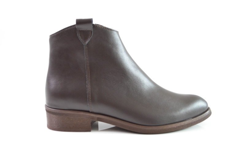 Brązowe czekoladowe botki ze skóry naturalnej licowej płaska podeszwa obcas 3 cm