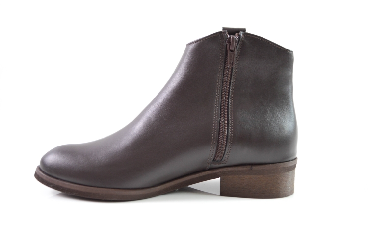 Brązowe czekoladowe botki ze skóry naturalnej licowej płaska podeszwa obcas 3 cm