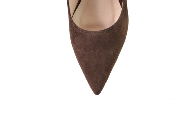 Brązowe czekoladowe czółenka zamszowe złoty obcas 5,5 cm niska szpilka