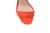 Czerwone koralowe sandałki na szpilce 9 cm z zamszu paski wkoło kostki i palcy okrągły czubek