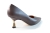 Czółenka brązowe czekoladowe w szpic niski złoty obcas szpilka