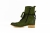 Khaki oliwkowe botki oficerki ze skóry na płaskim sznurowane