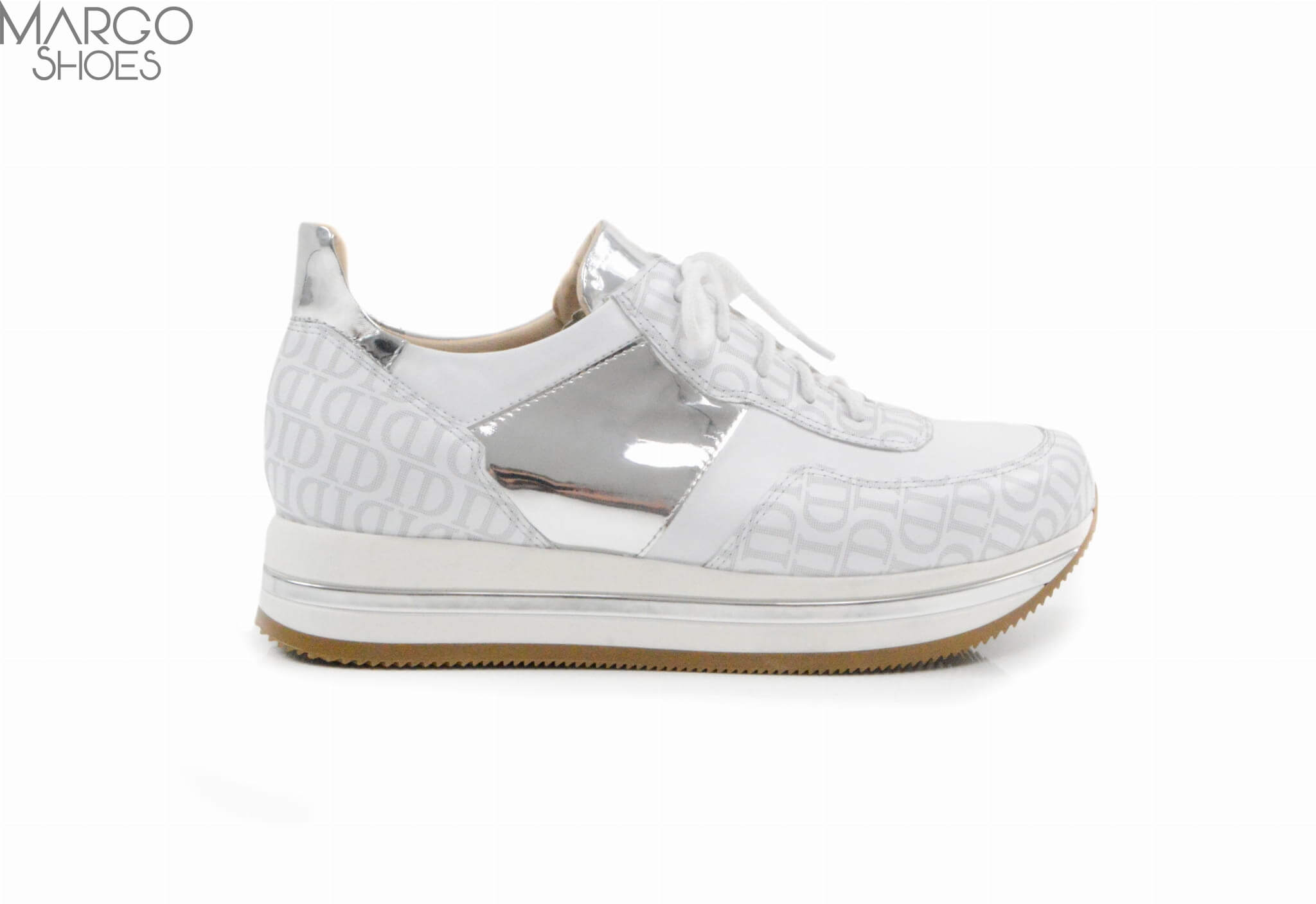 Damskie skórzane sneakersy białe